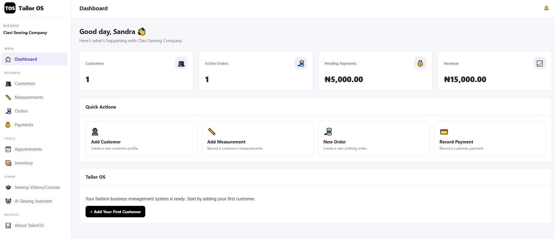 Tailor OS Dashboard